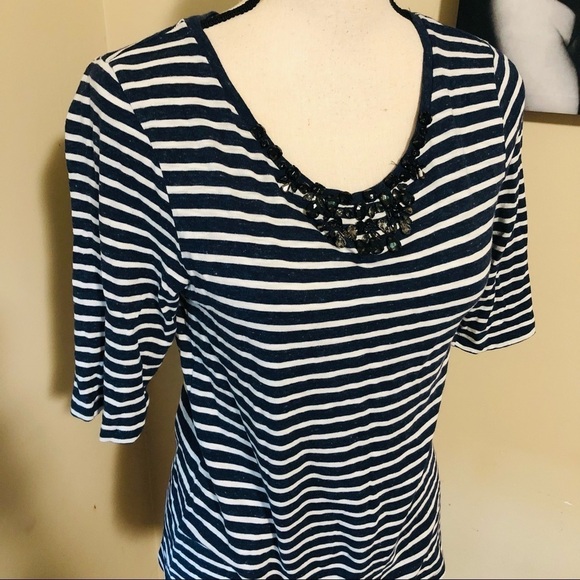 J. Crew Jeweled Striped Tee - Picture 2 of 7